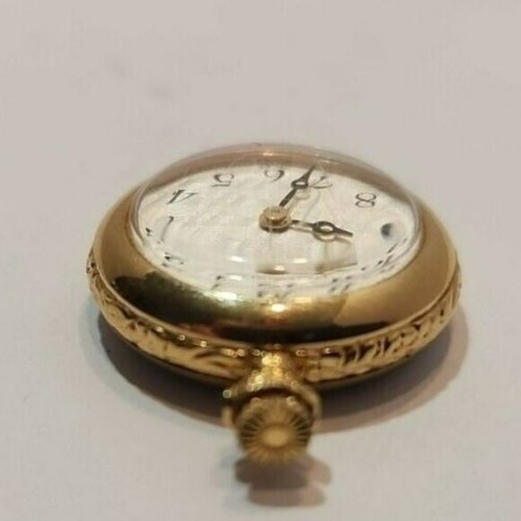 Vtg Caravelle Pocket Watch Manuel WInding 28mm Gold Plated Swiss Made Untested main image 5